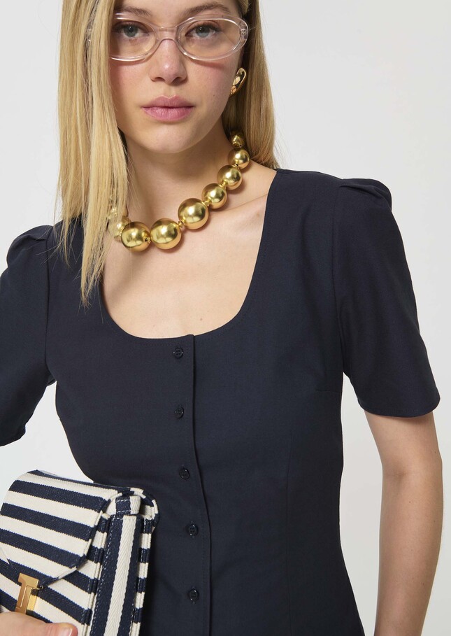 Camina shirt midnight blue poplin Night TARA JARMON UK