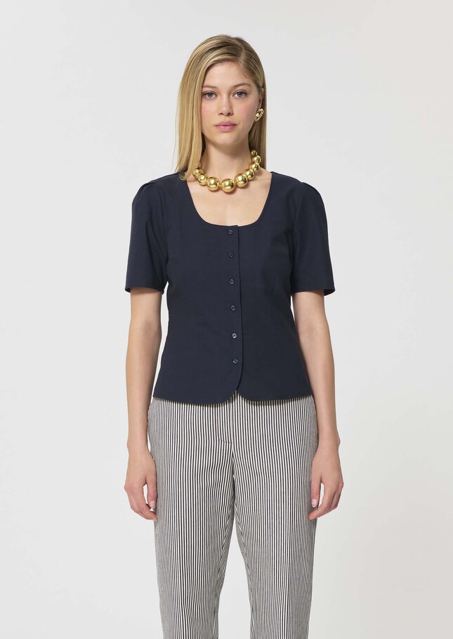 Camina shirt midnight blue poplin Night TARA JARMON UK