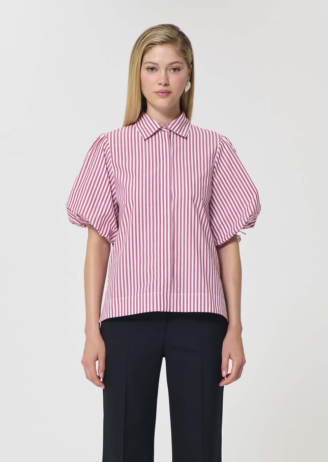 Caly Shirt red striped poplin Cerise TARA JARMON UK