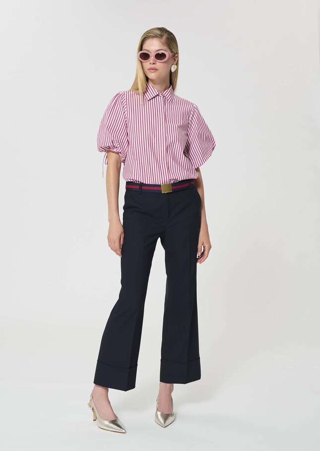 Caly Shirt red striped poplin Cerise TARA JARMON UK