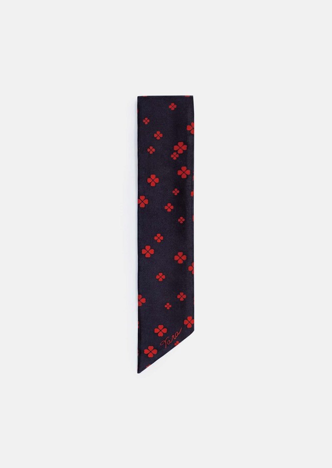 Eva tie midnight blue silk print Night TARA JARMON UK