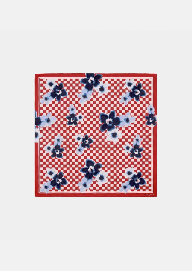 Emilio scarf red printed cotton Cerise TARA JARMON UK