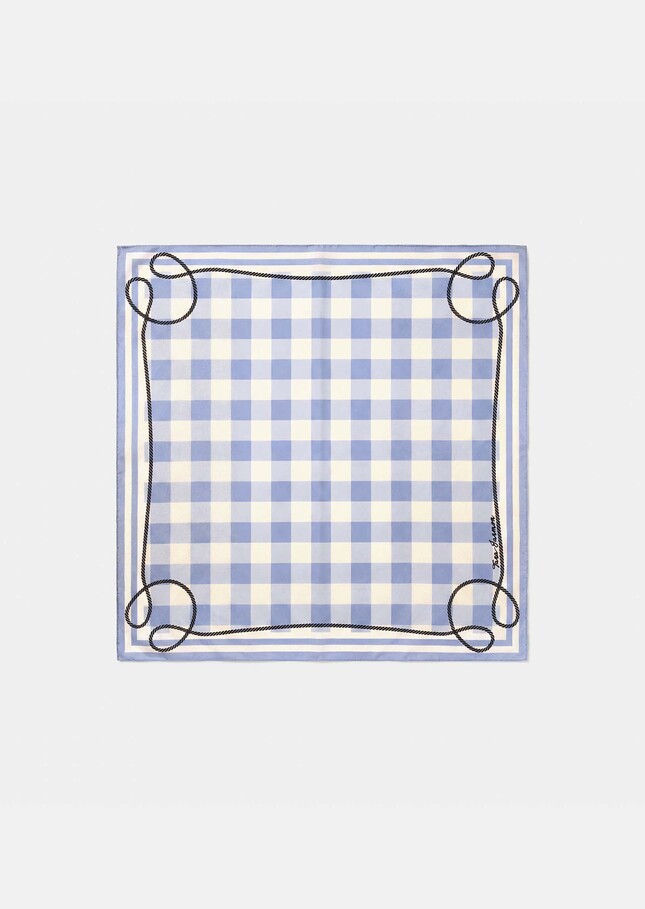 Eddie Scarf sky blue gingham cotton Horizon TARA JARMON UK