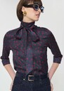 Charlot Shirt midnight blue with mini clover print Night TARA JARMON UK