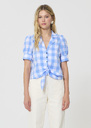 Côme shirt sky blue in gingham in poplin Horizon TARA JARMON UK