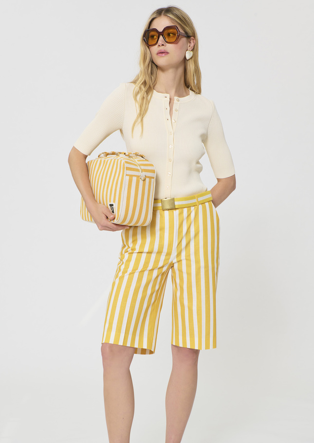 Gipsy Vest ecru ribbed knit Off-white TARA JARMON UK