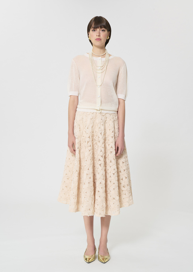 Gillie Vest ecru in extra fine mohair Off-white TARA JARMON UK