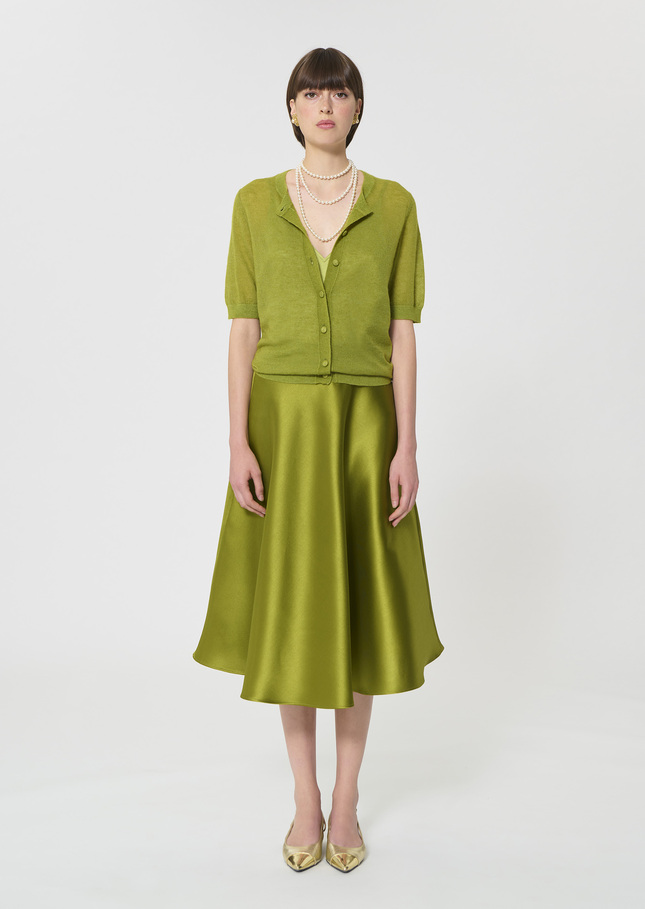 Gillie Vest extra fine green mohair Pomme TARA JARMON UK