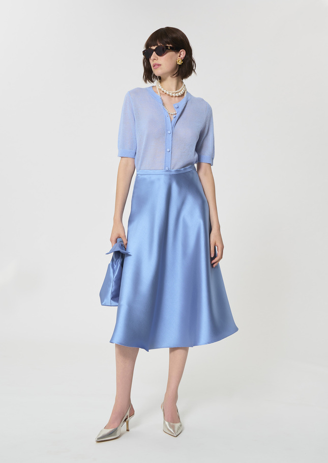 Josephine skirt sky blue duchess satin Horizon TARA JARMON UK