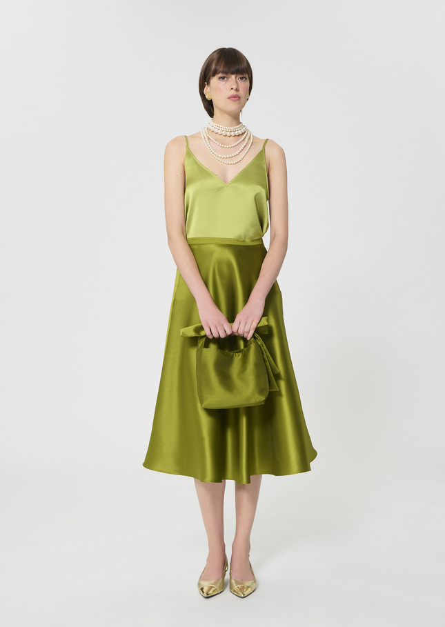 Josephine skirt green duchess satin Anis TARA JARMON UK