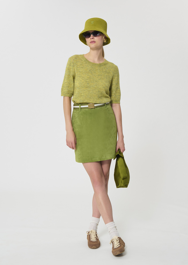 Janice Skirt green suede Pomme TARA JARMON UK