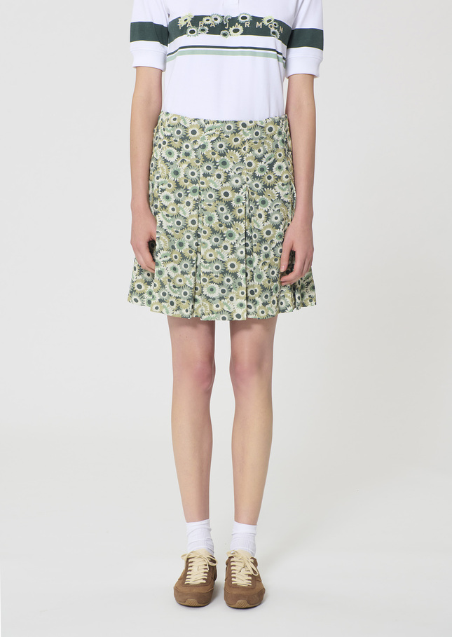 Justine Skirt green floral print Vert anglais TARA JARMON UK