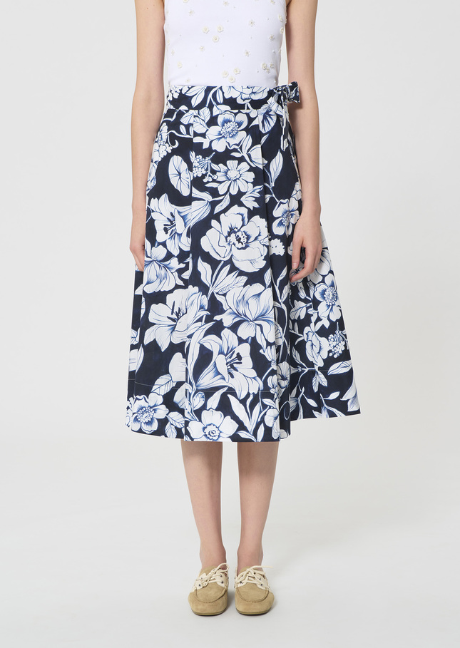 Jolly Skirt midnight blue floral print cotton Night TARA JARMON UK
