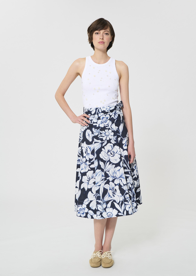Jolly Skirt midnight blue floral print cotton Night TARA JARMON UK