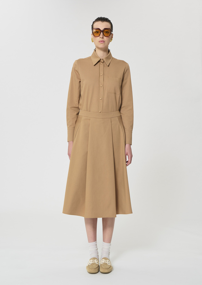 Joel Skirt beige cotton gabardine Miel TARA JARMON UK