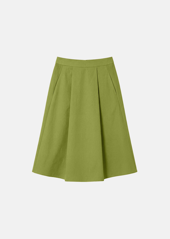 Joel Skirt green cotton gabardine Pomme TARA JARMON UK