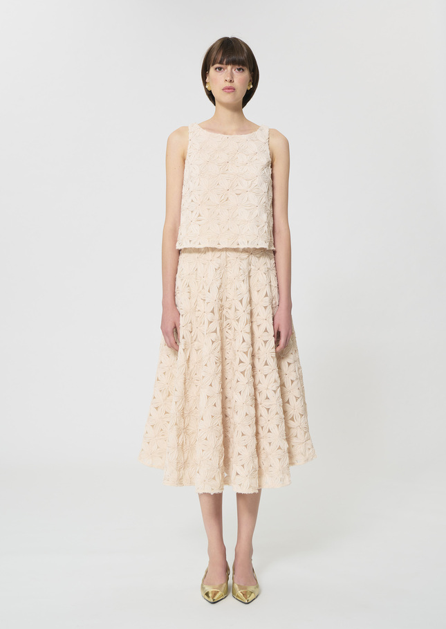 Jackie Skirt beige embossed floral pattern Beige TARA JARMON UK