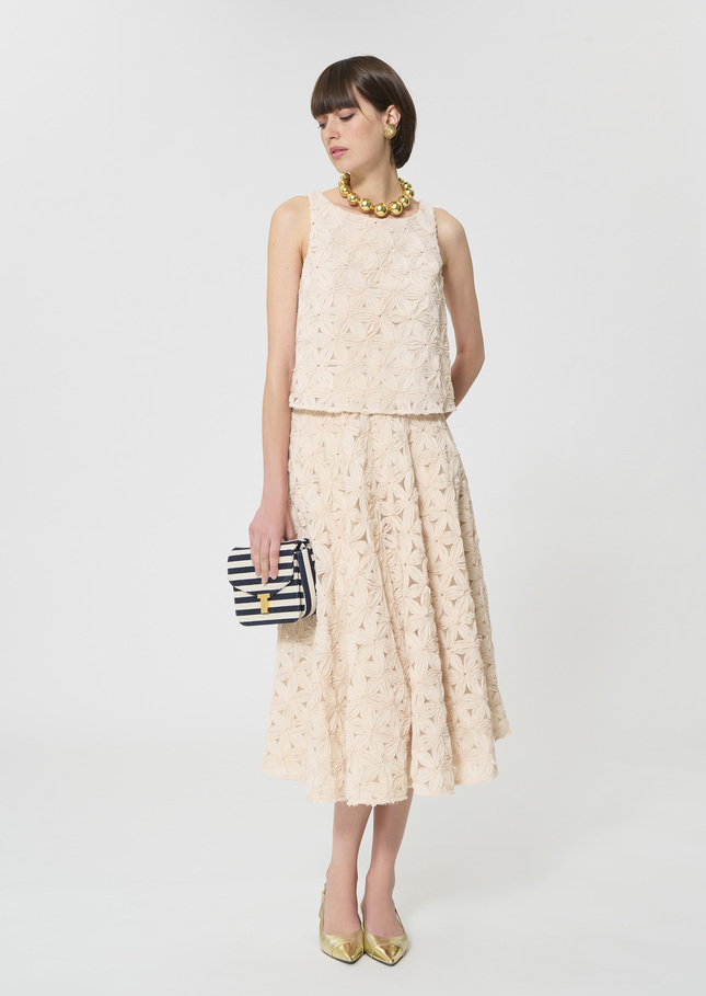 Jackie Skirt beige embossed floral pattern Beige TARA JARMON UK
