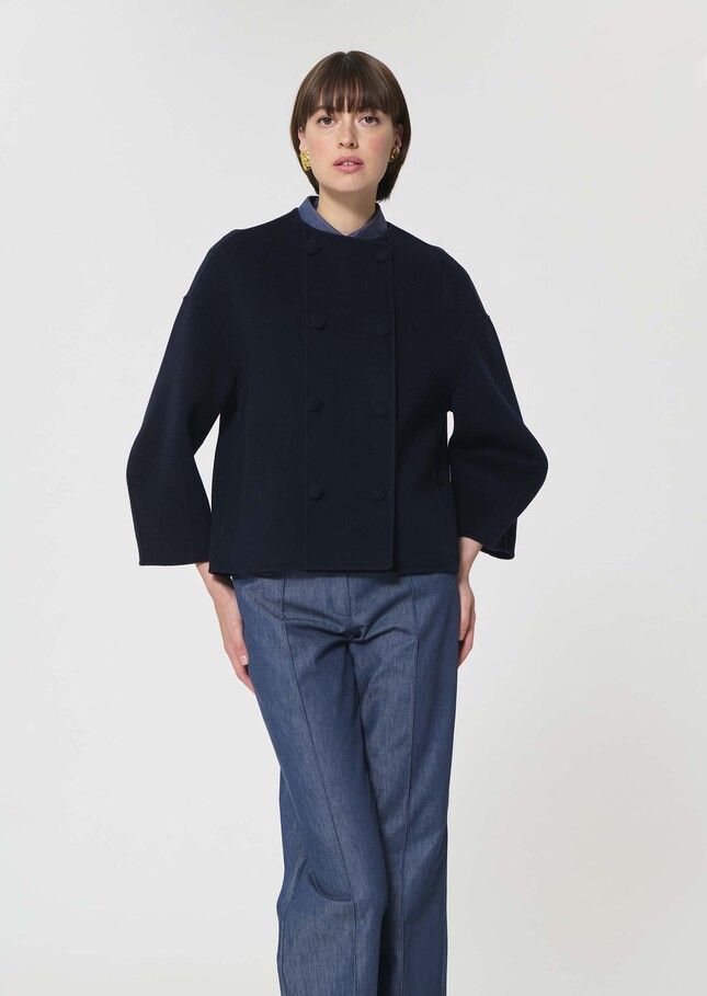 Milady Coat midnight blue double-faced wool Night TARA JARMON UK