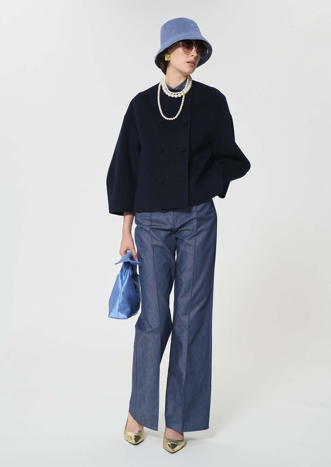 Milady Coat midnight blue double-faced wool Night TARA JARMON UK