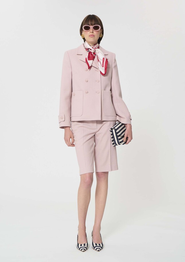 Mathilde coat pale pink textured wool Blush TARA JARMON UK