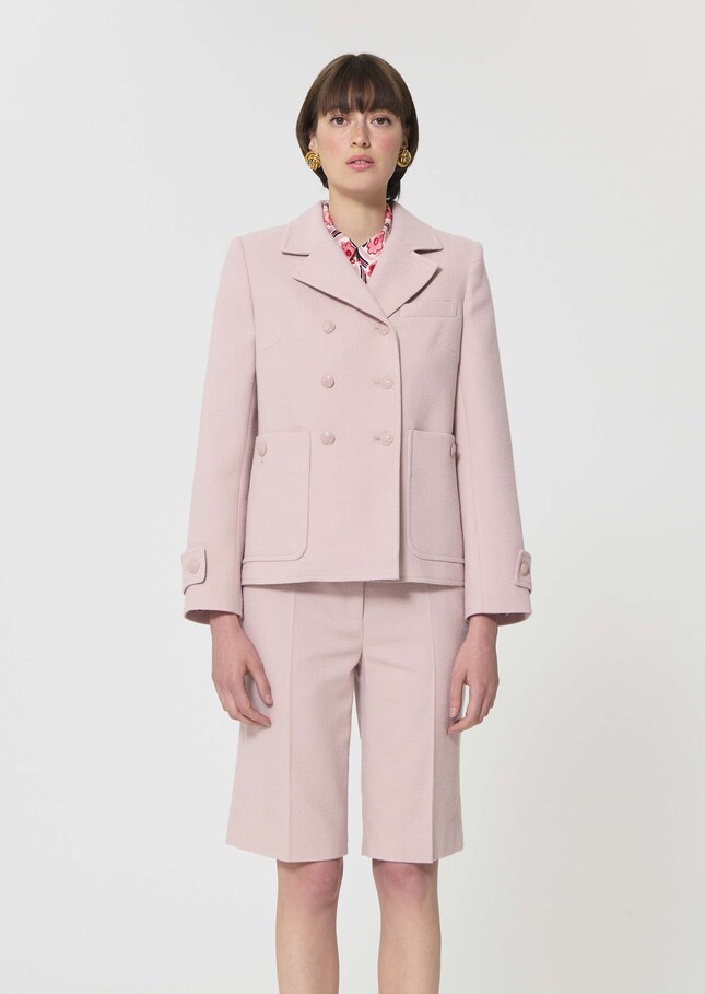 Mathilde coat pale pink textured wool Blush TARA JARMON UK