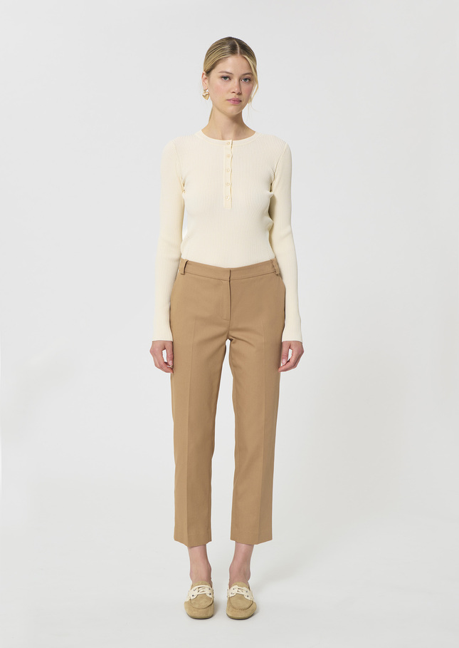 Polo Trousers beige cotton garbardine Miel TARA JARMON UK