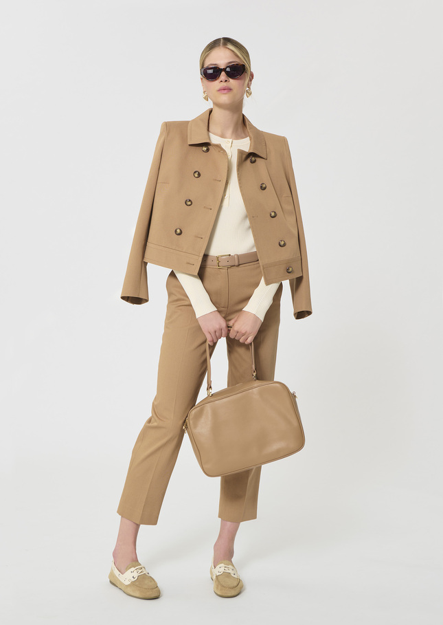 Polo Trousers beige cotton garbardine Miel TARA JARMON UK