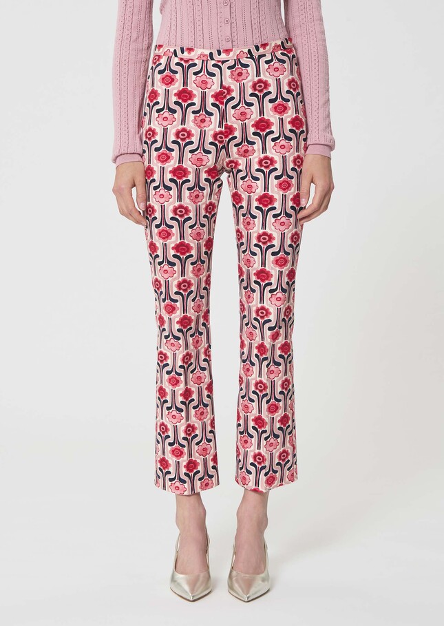 Paulino trousers pale pink retro print Blush TARA JARMON UK