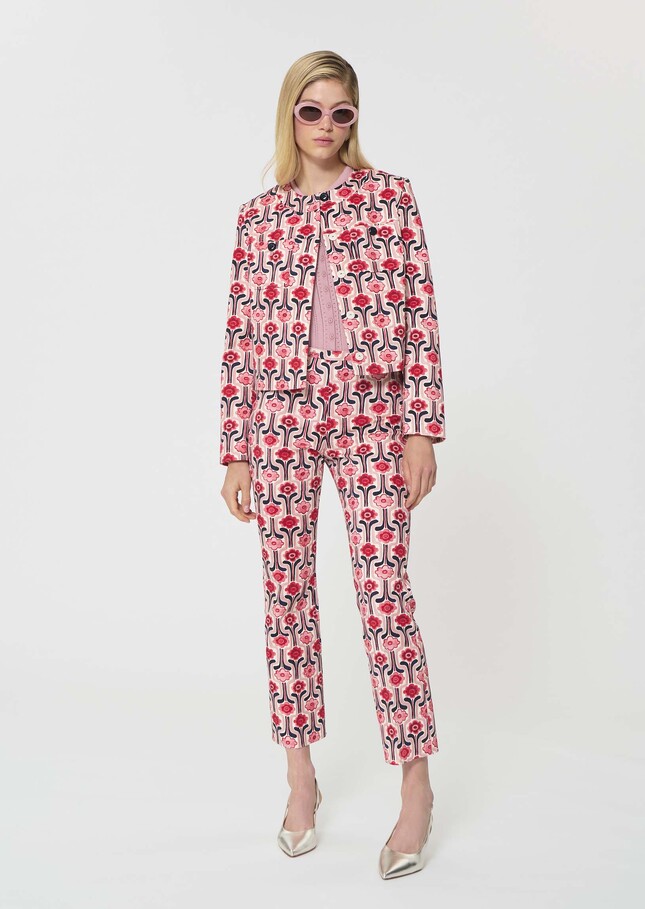 Paulino trousers pale pink retro print Blush TARA JARMON UK