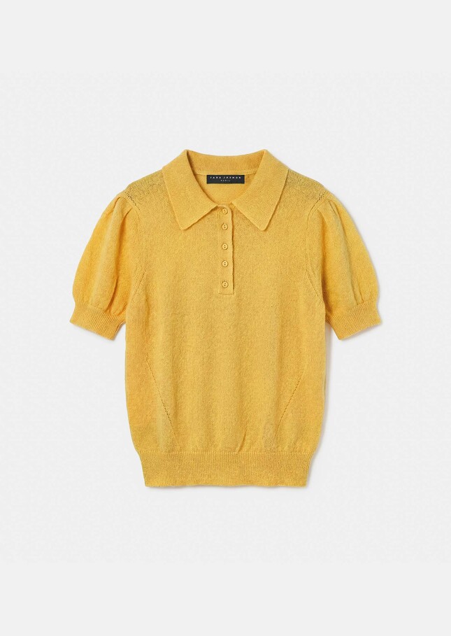 Poppie Sweater yellow in extra fine mohair Mimosa TARA JARMON UK