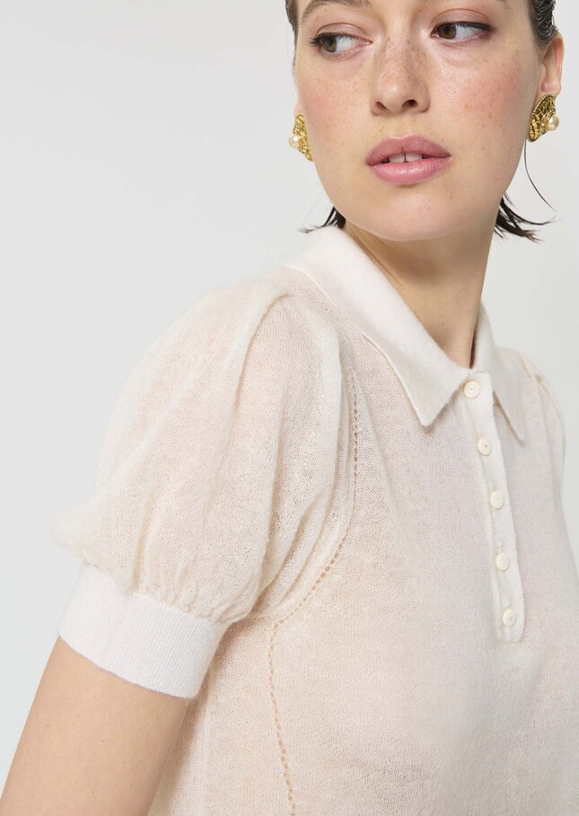 Poppie Sweater ecru in extra fine mohair Off-white TARA JARMON UK