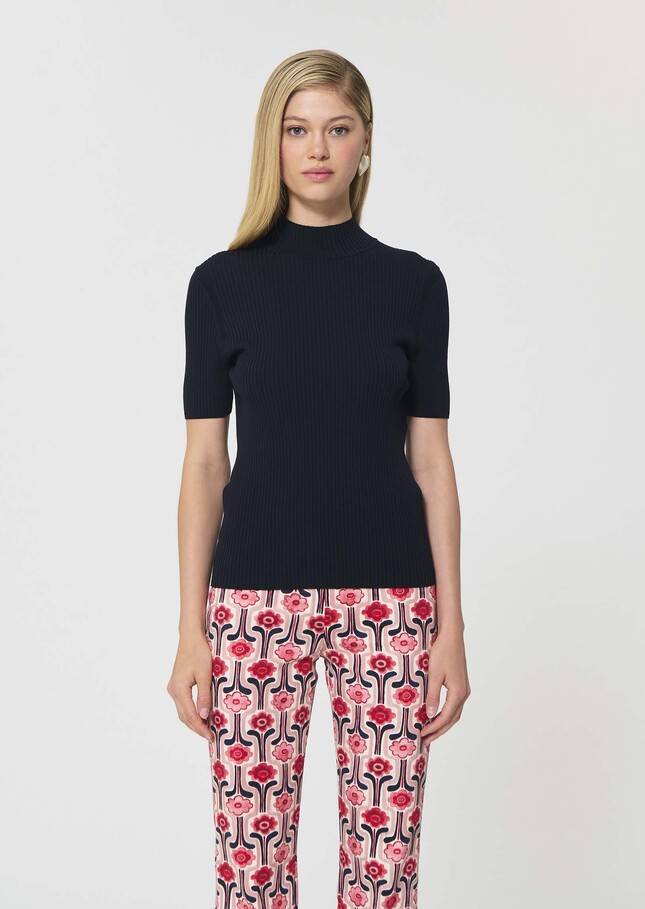 Perla Sweater midnight blue ribbed knit Night TARA JARMON UK