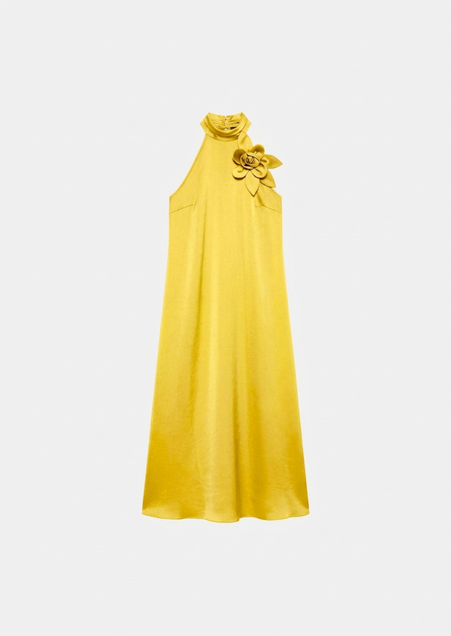 Rosso Dress yellow satin Mimosa TARA JARMON UK