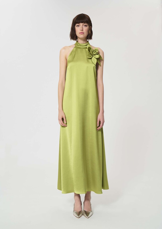 Rosso Dress green satin Anis TARA JARMON UK