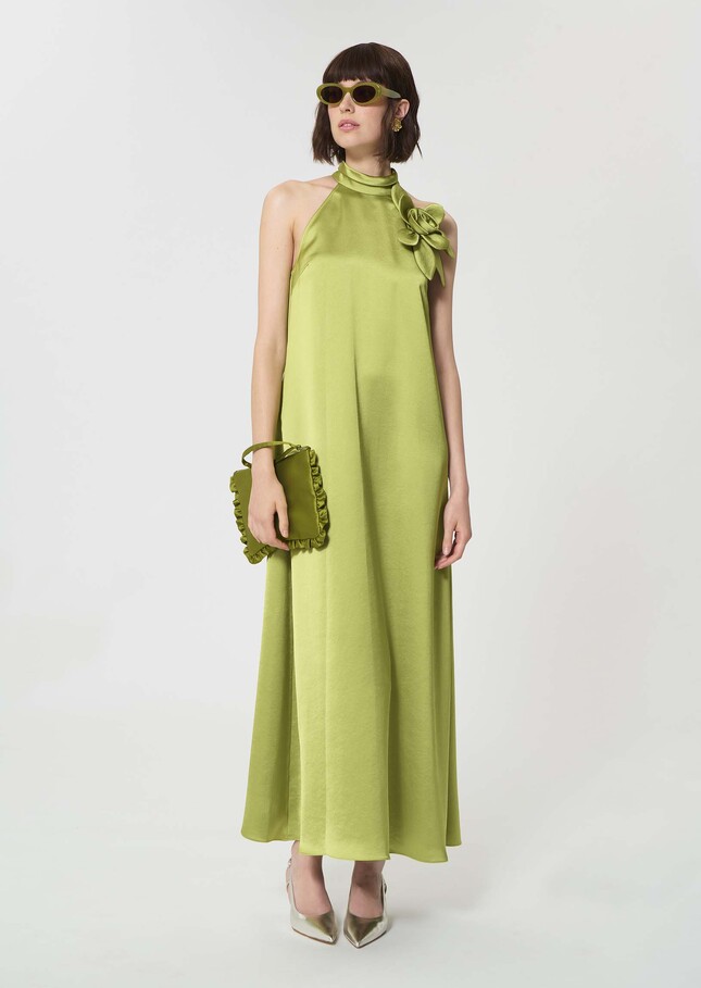 Rosso Dress green satin Anis TARA JARMON UK