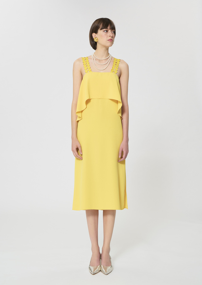Rochas dress yellow in fluid crepe Mimosa TARA JARMON UK