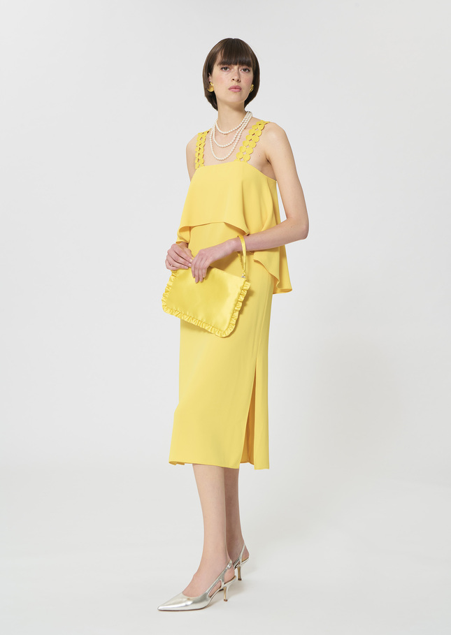 Rochas dress yellow in fluid crepe Mimosa TARA JARMON UK