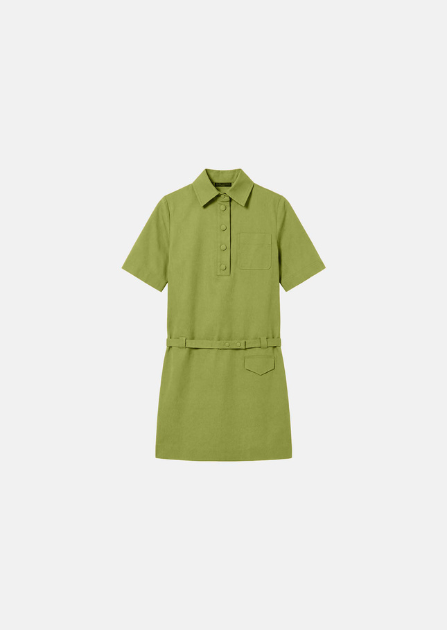Rivy Dress green cotton gabardine Pomme TARA JARMON UK