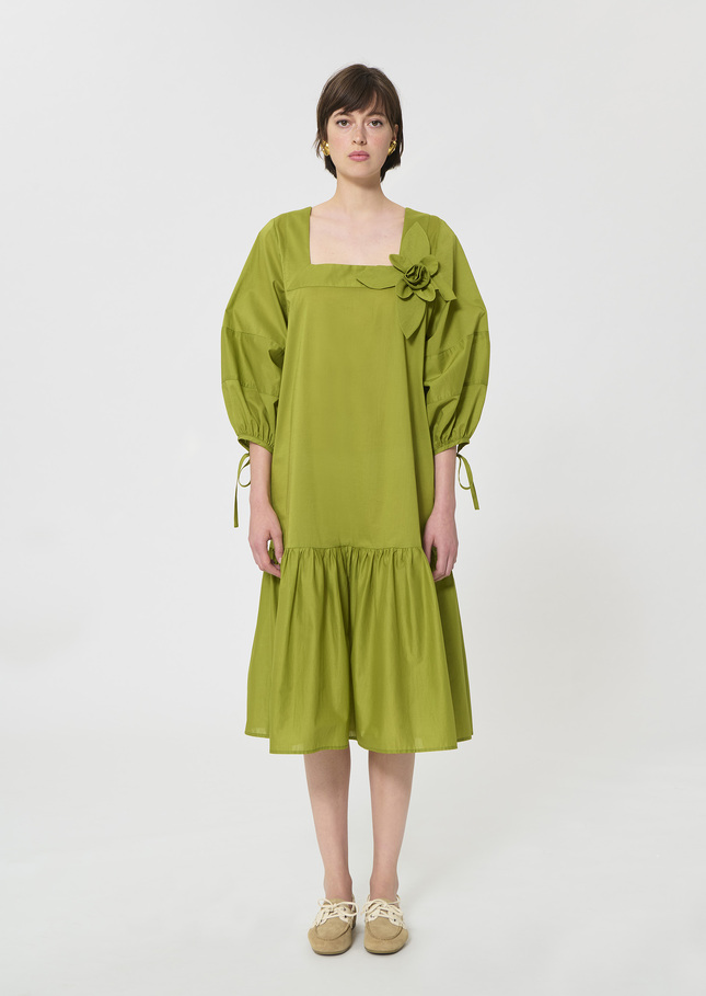 Roméa dress green cotton voile Pomme TARA JARMON UK