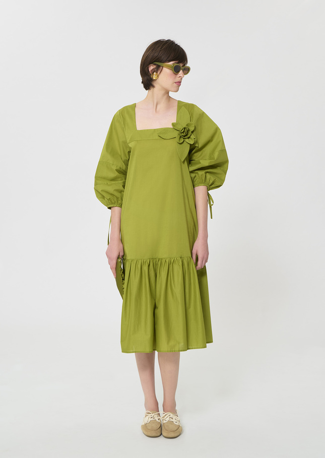 Roméa dress green cotton voile Pomme TARA JARMON UK