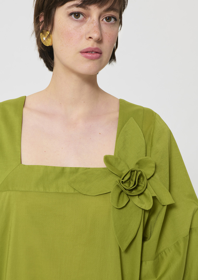 Roméa dress green cotton voile Pomme TARA JARMON UK