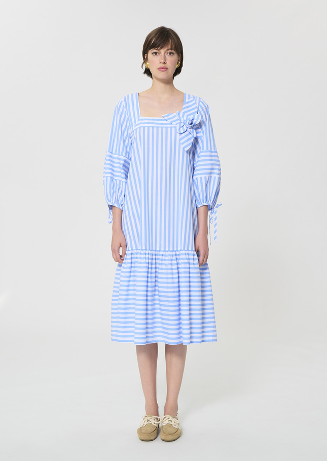 Roméa dress sky blue striped poplin Horizon TARA JARMON UK