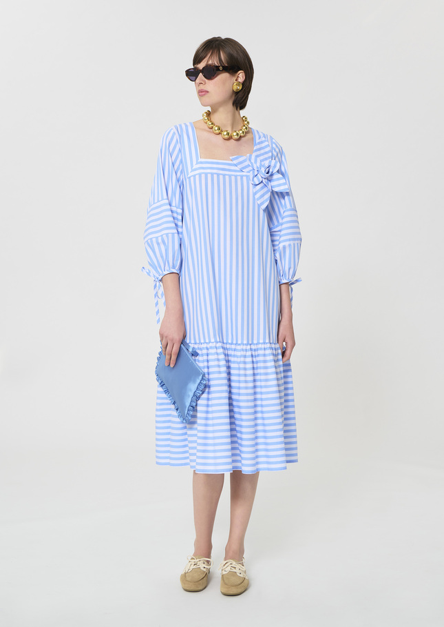 Roméa dress sky blue striped poplin Horizon TARA JARMON UK
