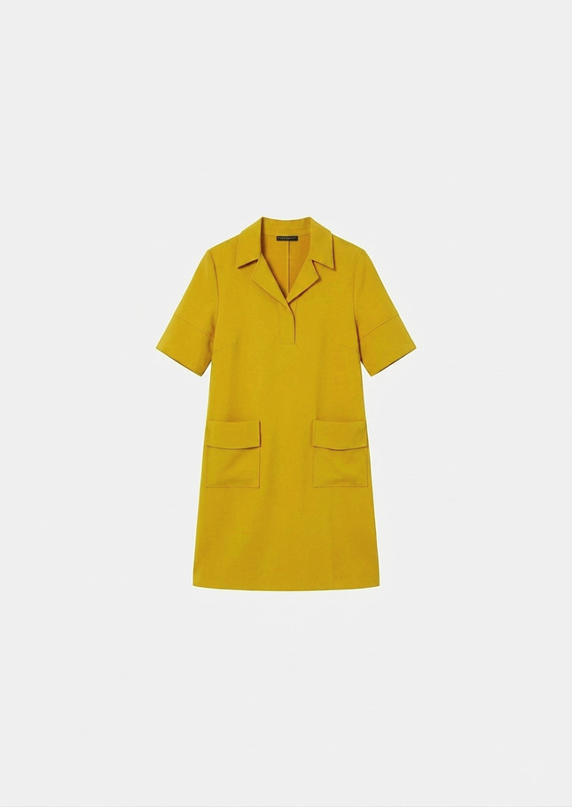 Rock Dress yellow in fluid crepe Mimosa TARA JARMON UK