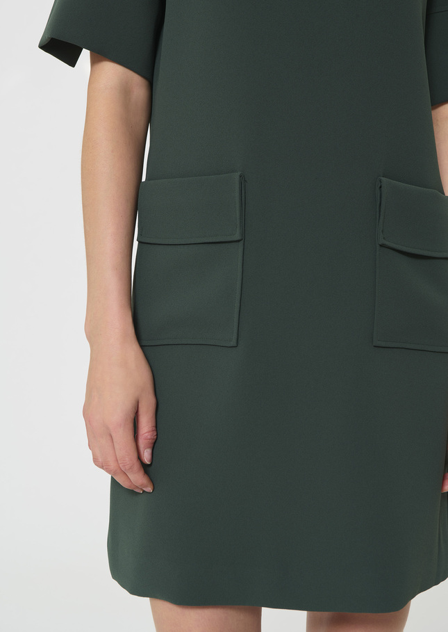 Rock Dress dark green in fluid crepe Vert anglais TARA JARMON UK
