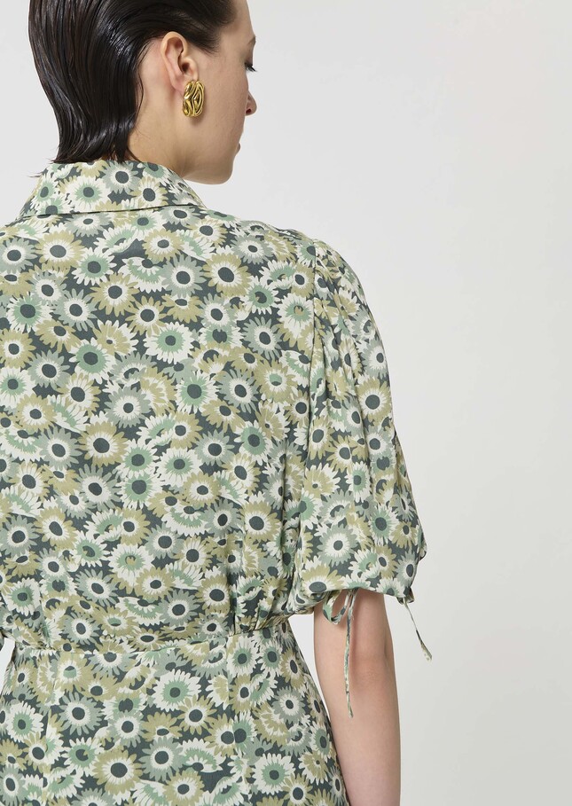 Rachel Dress green floral print Vert anglais TARA JARMON UK