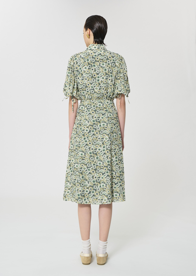 Rachel Dress green floral print Vert anglais TARA JARMON UK