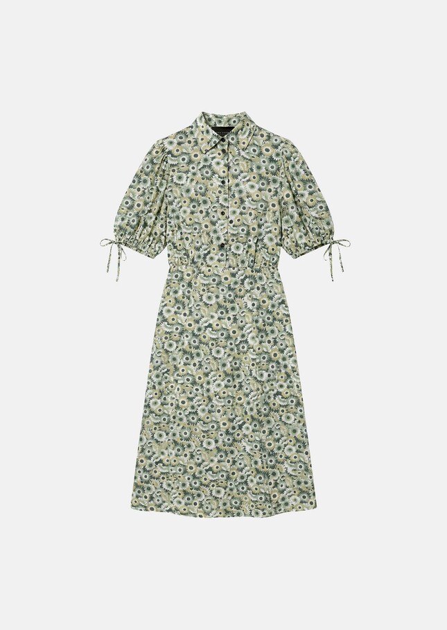 Rachel Dress green floral print Vert anglais TARA JARMON UK