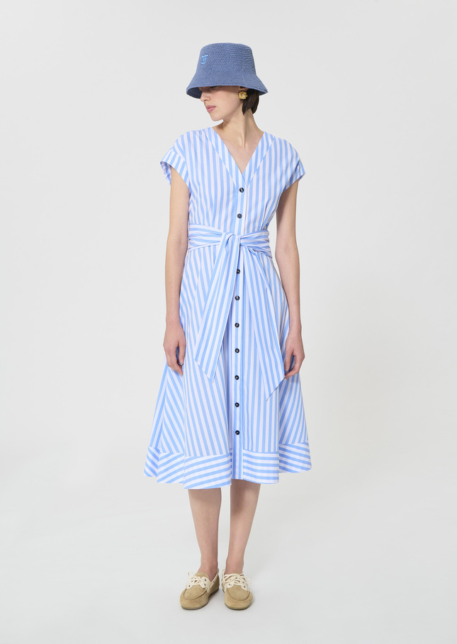 Rosia dress sky blue striped poplin Horizon TARA JARMON UK